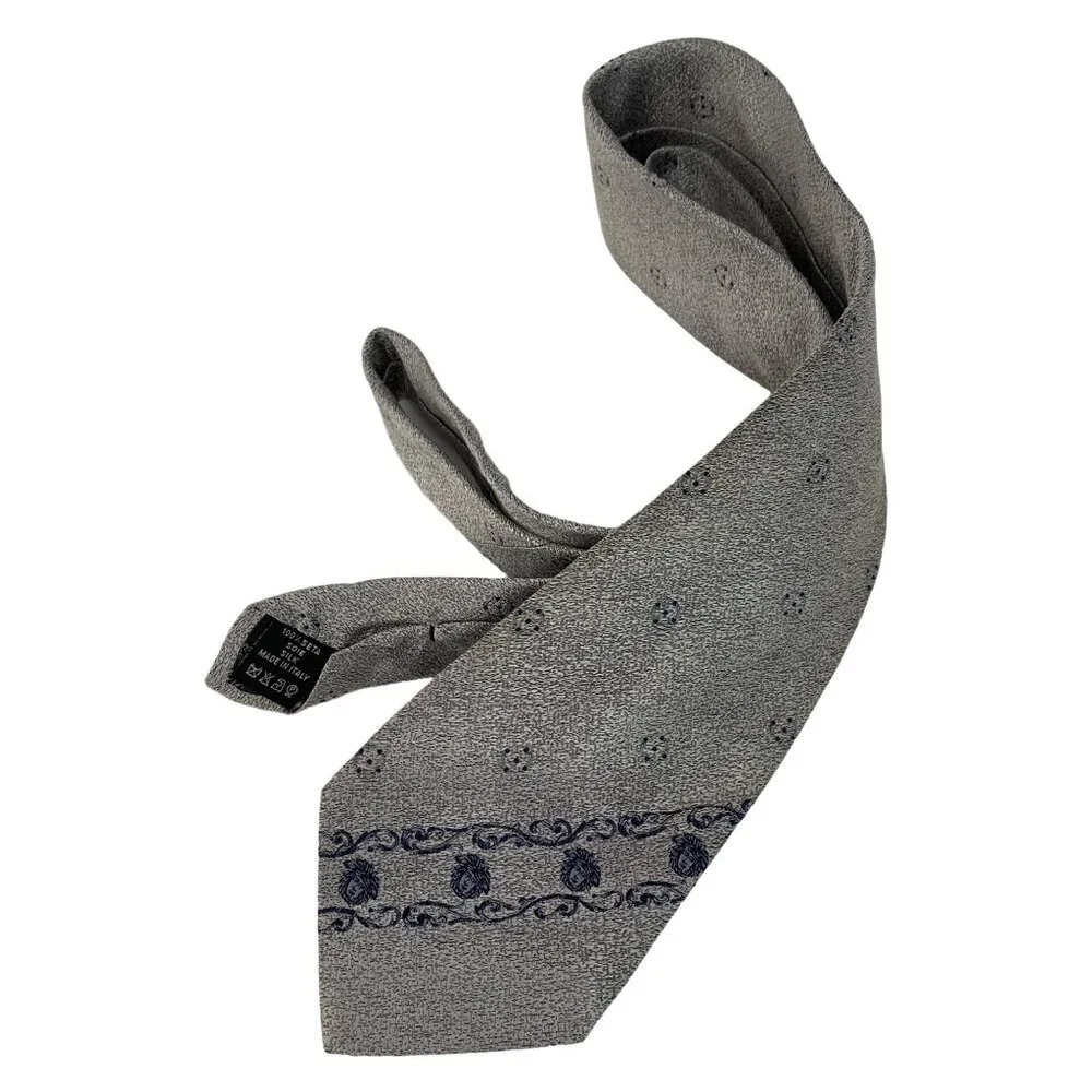 Mens Vintage Gianni Versace Neck Tie Grey Silk Medusa Logo Italy EUC 6836 - Picture 1 of 10